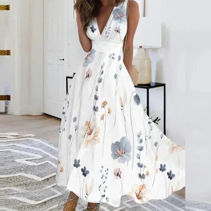 V-Neck Slim Flowy Cocktail Dress - Image 4