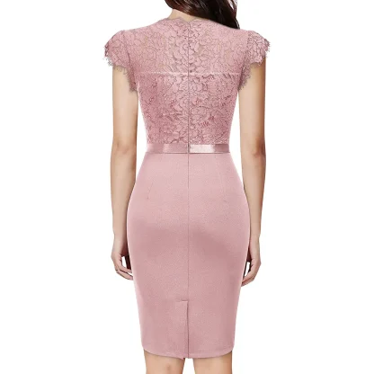 Knee-Length Floral Cocktail Dress - Image 3