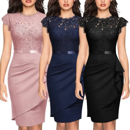 Knee-Length Floral Cocktail Dress - Image 2