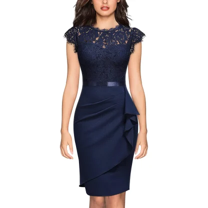 Knee-Length Floral Cocktail Dress - Image 4