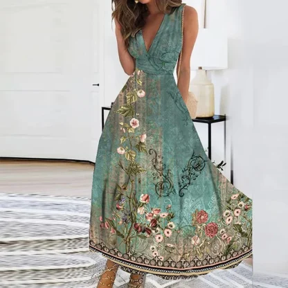V-Neck Slim Flowy Cocktail Dress - Image 3