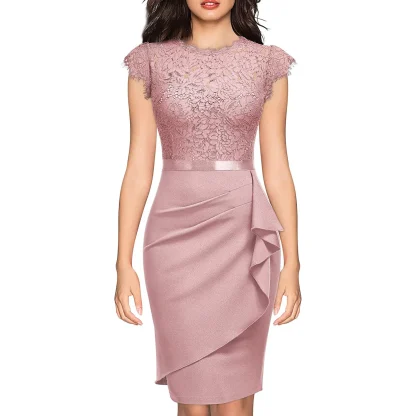 Knee-Length Floral Cocktail Dress - Image 5