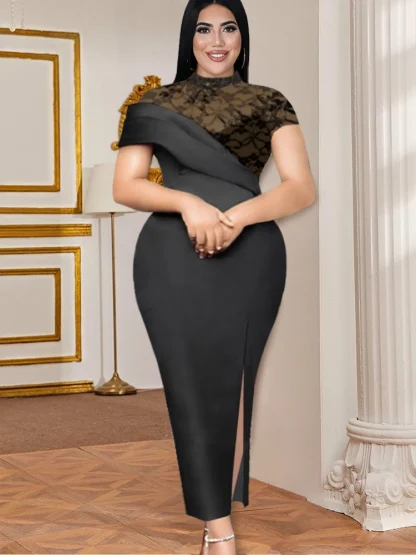 High Neck Lace Cocktail Dress