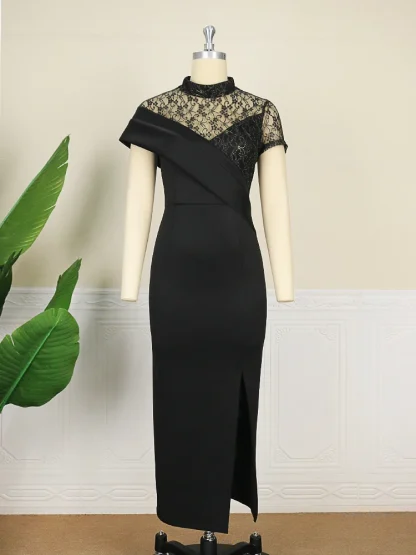 High Neck Lace Cocktail Dress - Image 3