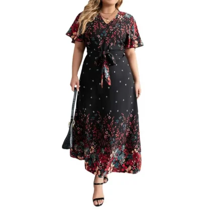 Floral Lace-Up Maxi Cocktail Dress - Image 4